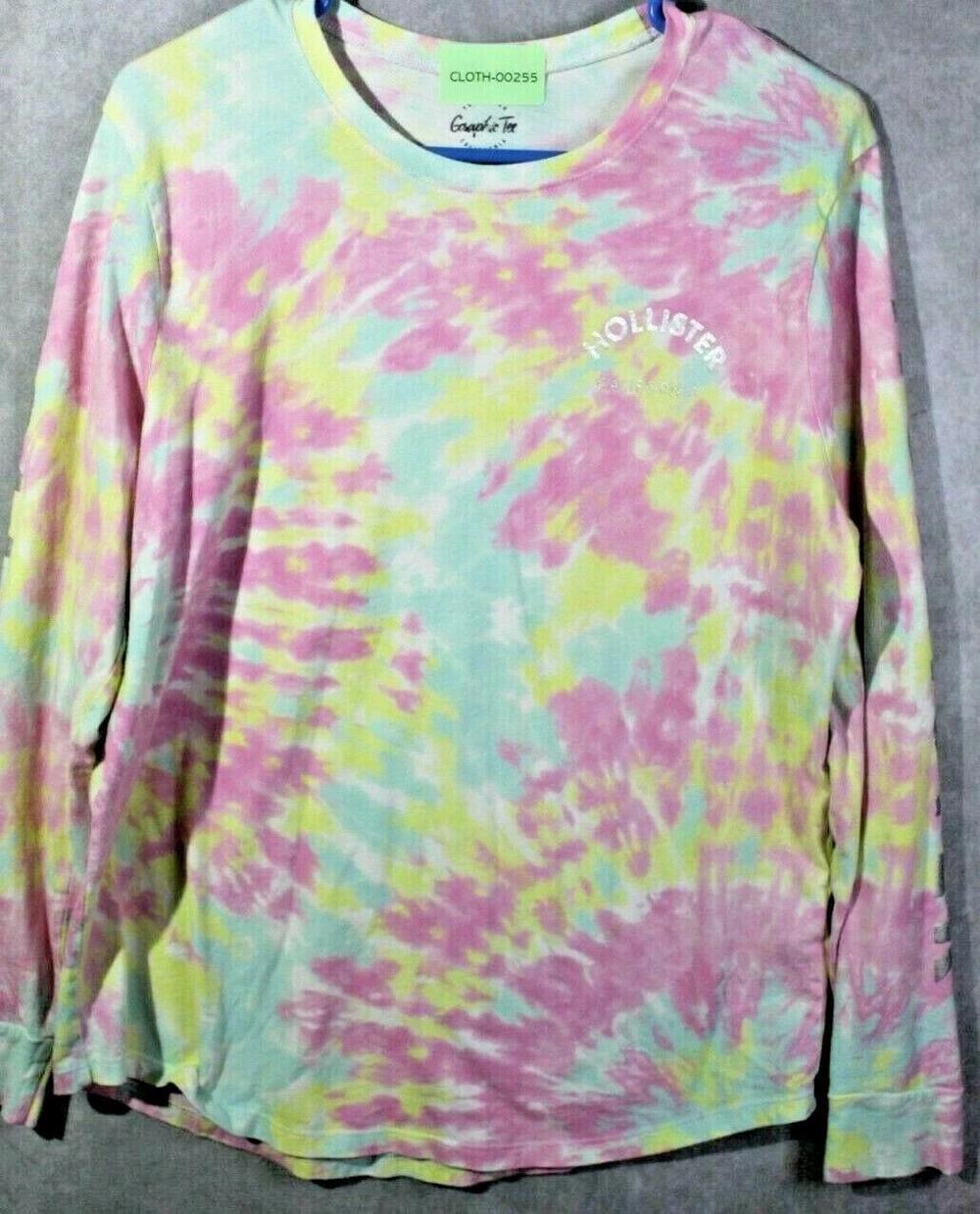 Hollister Shirt Womens Medium Multicolor Long Sleeve Tie Dye Glitter Logo